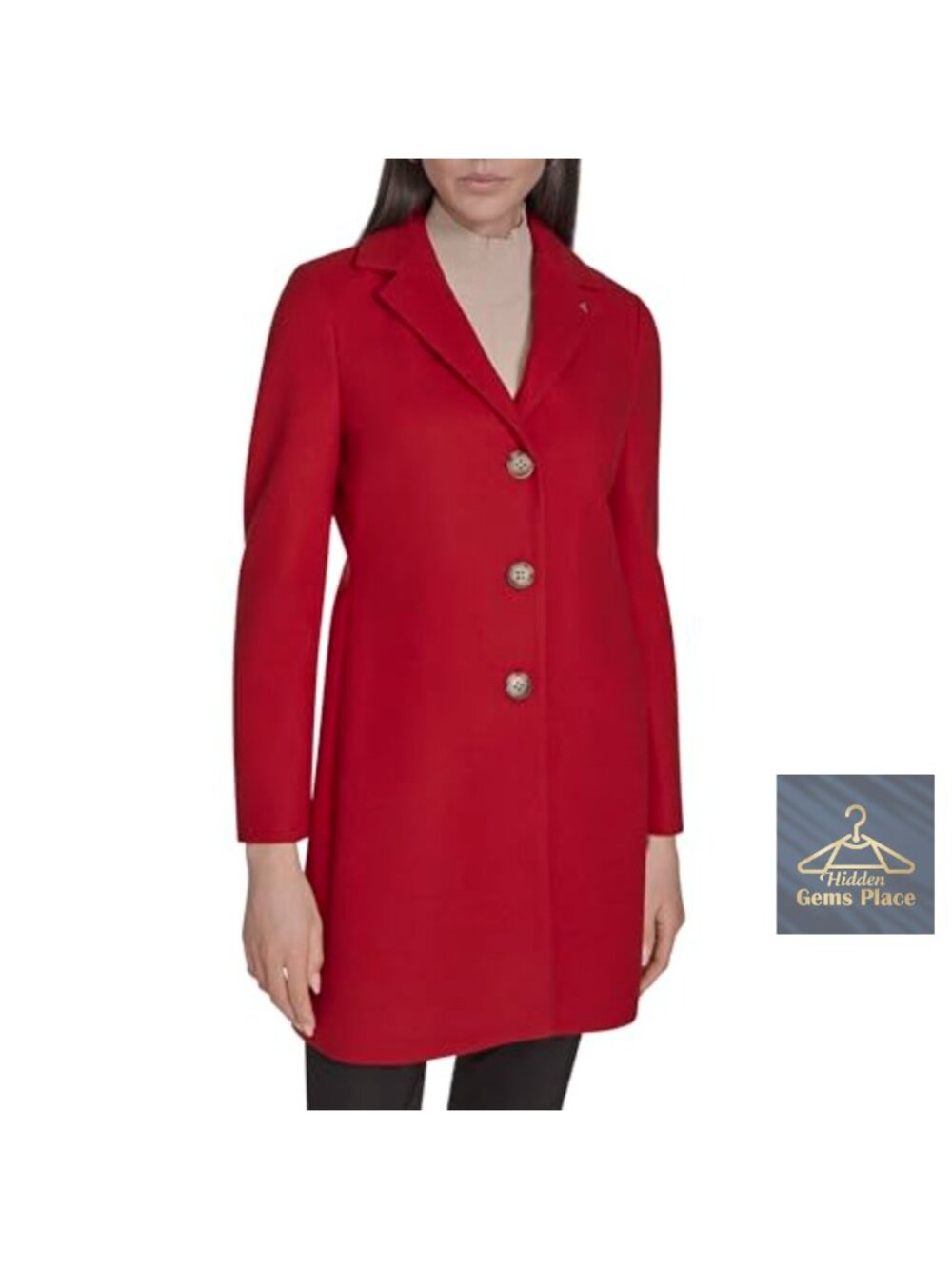 Faux Wool Longline Overcoat Women's Winter Jacket 3-Button Notch Collar